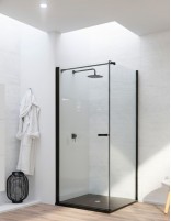 Mampara angular 1 hoja abatible + 1 fijo - negro mate SONY de Bathplus