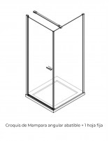 Mampara angular 1 hoja abatible + 1 fijo - plata alta brillo SONY de Bathplus