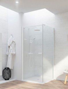 Mampara angular 1 hoja abatible + 1 fijo - blanco mate SONY de Bathplus