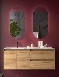 Conjunto Noja Salgar modelo 2 cajones + 2 puertas 120 cm. lavabo desplazado