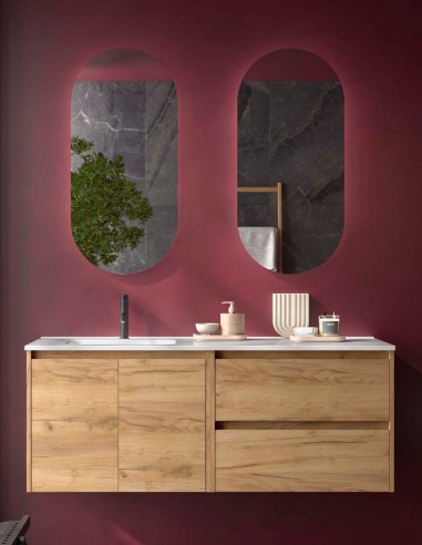 Conjunto Noja Salgar modelo 2 cajones + 2 puertas 120 cm. lavabo desplazado