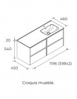 Conjunto Noja Salgar 4 cajones croquis derecha