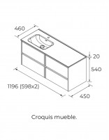 Conjunto Noja Salgar 4 cajones croquis izquierda