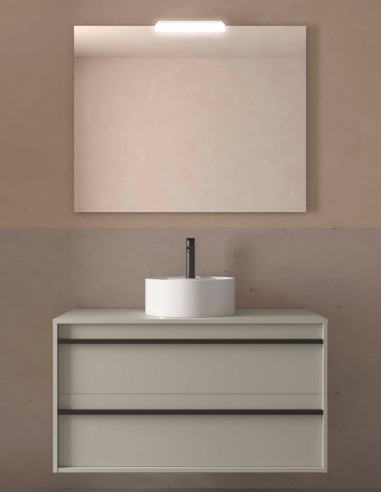 Mueble baño para lavabo sobre encimera grey satin
