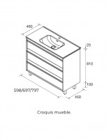 Mueble de lavabo con patas croquis