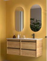Mueble baño 120 cm lavabo desplazado roble áfrica