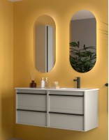Mueble baño 120 cm lavabo desplazado grey