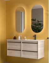 Mueble baño 120 cm lavabo desplazado natural dcha