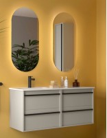 Mueble baño 120 cm lavabo desplazado grey satin izq