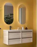 Mueble baño 120 cm lavabo desplazado natural