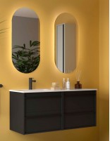 Mueble baño 120 cm lavabo desplazado black satin