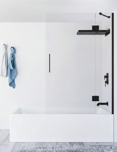 Mampara bañera negra fijo abatible modelo AURE de Seviban