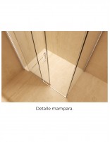 Mampara fija y corredera cromo + lateral fijo detalle