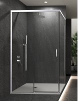 Mampara fija y corredera cromo + lateral fijo frontal