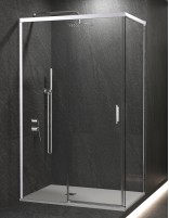 Mampara fija y corredera cromo + lateral fijo