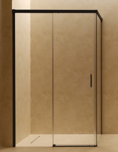 Mampara fija y corredera negra + lateral fijo