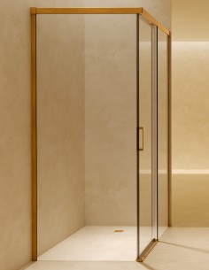 Mampara fija y corredera oro cepillado + lateral fijo - Stylo de SBX Mamparas Imex 2