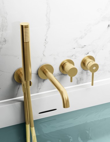 Grifo empotrado bañera oro cepillado modelo Sirio de GME