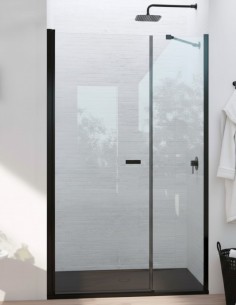 Mampara negro mate 1 hoja abatible a perfil + 1 hoja fija - SONY de Bathplus