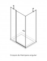 Mampara angular 1 hoja abatible + 2 hojas fijas - plata alto brillo SONY de Bathplus
