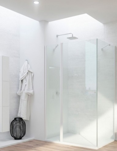 Mampara angular 1 hoja abatible + 2 hojas fijas - blanco mate SONY de Bathplus