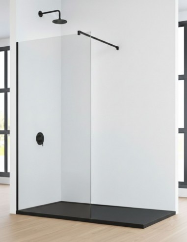 Mampara negro mate - ASIA 1 hoja fija de Bathplus