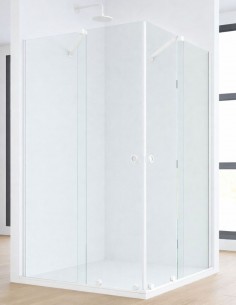 Mampara de ducha angular blanco mate - LIFE de Bathplus