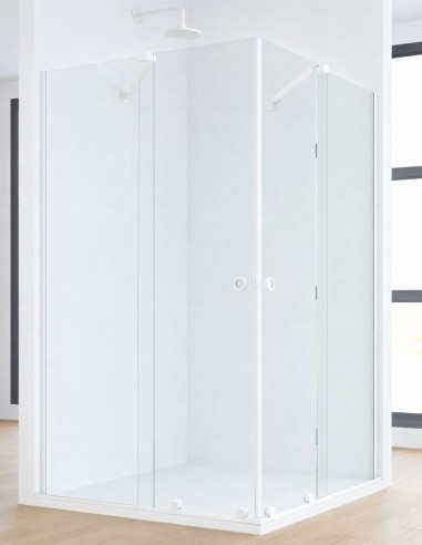 Mampara de ducha angular blanco mate - LIFE de Bathplus