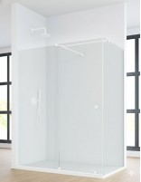 Mampara de ducha acero inoxidable blanco + lateral fijo LIFE de Bathplus