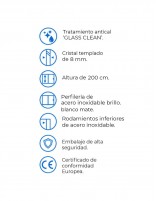 Mampara de ducha acero inoxidable blanco + lateral fijo LIFE de Bathplus