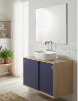 Mueble baño puertas correderas a medida roble olmo - night blue