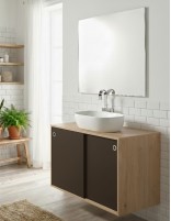 Mueble baño puertas correderas a medida roble olmo - cafe