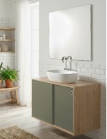 Mueble baño puertas correderas a medida roble olmo - dubuffet green