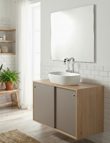 Mueble baño puertas correderas a medida roble olmo - tortora