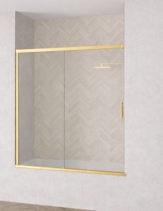 Mampara corredera para bañera - frontal oro cepillado Yaiza de Becrisa