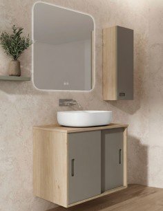 Mueble de baño con puertas correderas modelo GAUDÍ lavabo incluido de Socimobel 2