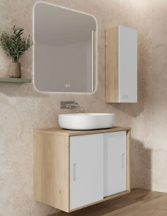 Mueble baño con puertas correderas - GAUDÍ a medida + lavabo de Socimobel