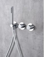 Conjunto ducha empotrado techo cromo termostática detalle