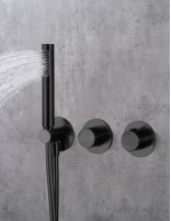 Ducha empotrado techo termostática negro o black gun metal detalle NG