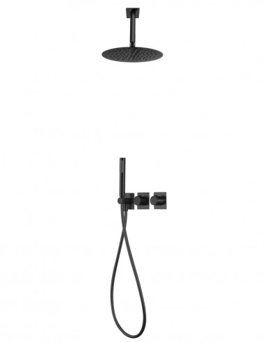 Ducha empotrada techo termostática negro o black gun metal - NEPAL de Imex