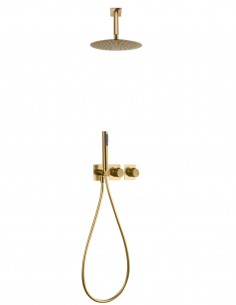 Conjunto ducha oro u oro rosa empotrada techo termostática - NEPAL de Imex