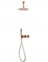 Conjunto ducha oro u oro rosa empotrada techo termostática orc