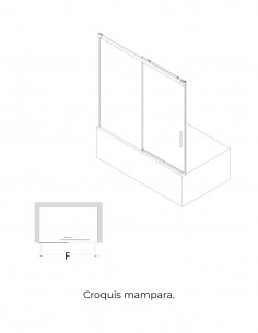 Mampara blanca de bañera de 1 hoja fija y 1 puerta corredera - CAUCE de Bathplus 2
