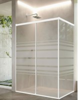 Mampara de ducha blanco 1 hoja fija y 1 puerta corredera + lateral fijo CAUCE de Bathplus