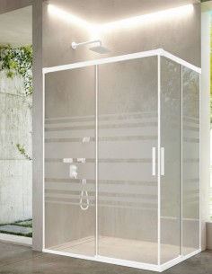 Mampara de ducha angular blanca dos fijas y dos correderas - CAUCE de Bathplus 2