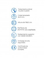 Mampara de ducha oro cepillado angular 2 hojas correderas + 2 hojas fijas - CAUCE de Bathplus