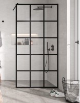 Mampara fija ducha negra modelo FRESH de cuadros de Kassandra