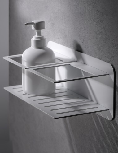 Cesta ducha acero inoxidable blanco mate