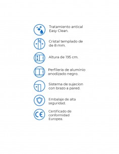 Mampara fija ducha negra modelo FRESH de cuadros de Kassandra 2