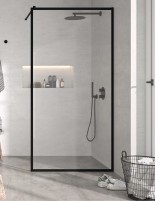Mampara fija ducha perfil negro modelo FRESH de Kassandra